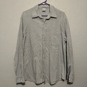 thalatta handmade 100% cotton button up blue striped shirt Size Medium